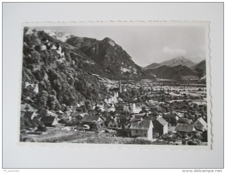 Postkarte / Echtfoto 1949 Vaduz (Fürstentum Liechtenstein) Verlag R. Ospelt. Stempel: Österreichische Zensurstelle 272 - Liechtenstein