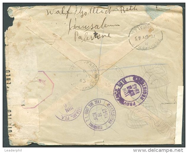 PALESTINE TO USA JERUSALEM Cancel On Registered Double Censored Cover 1941 VF - Palästina