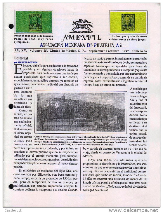 G)1997 MEXICO, AMEXFIL MAGAZINE, SPECIALIZED IN MEXICAN STAMPS, YEAR XV VOL. 15-SEP-OCT- 1997-NUM. 86, XF - Spaans