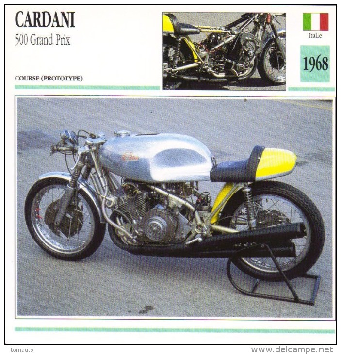 Cardani 500 Grand Prix  -  1968  -   Moto De Course  -  Fiche Technique/Carte De Collection - Motociclismo