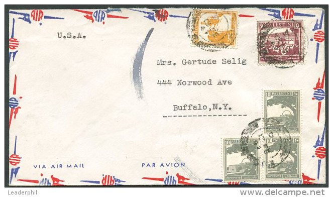 PALESTINE TO USA Old Air Mail Cover VF - Palästina