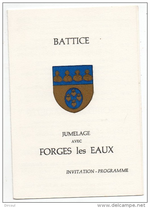 28432  -  Battice  Jumelage  Avec  Forges Les  Eaux  -  Inviation Et  Programme - Herve