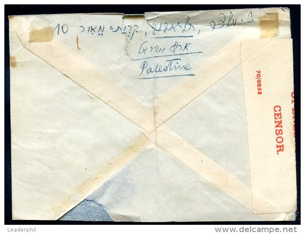 PALESTINE TO USA Censored Cover 1941 (w/a Little Cut On The Top) - Palestina