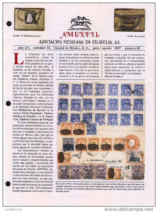 G)1997 MEXICO, AMEXFIL MAGAZINE, SPECIALIZED IN MEXICAN STAMPS, YEAR XV VOL. 15-JUL-AUG- 1997-NUM. 85, XF - Spagnolo