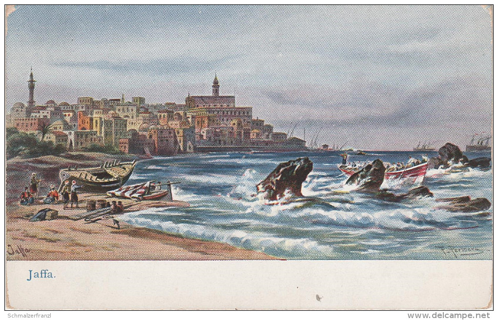 Perlberg Künstlerkarte Litho AK Jaffa Hafen Tel Aviv Yafo Israel Palästina Palestine Serie 744 Levante No. 27 - Perlberg, F.