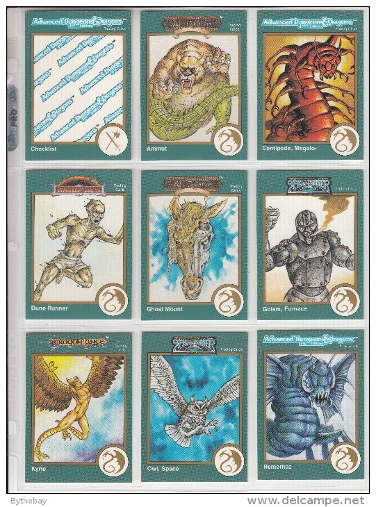 AD&D 2nd Edition Page Of 8 Cards Plus Checklist - Numbers: 55 To 63 - Autres & Non Classés