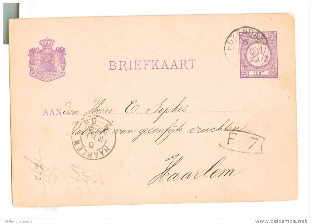 HANDGESCHREVEN BRIEFKAART Uit 1882 Van ROZENDAAL Naar HAARLEM * VOORDRUK NVPH 33 (8776E) - Postwaardestukken