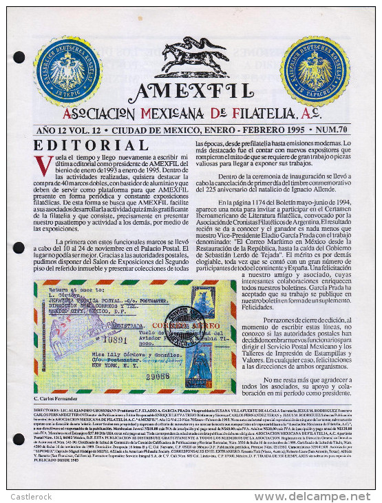 G)1995 MEXICO, AMEXFIL MAGAZINE, SPECIALIZED IN MEXICAN STAMPS, YEAR 12 VOL. 12-JAN-FEB- 1995-NUM. 70, XF - Spagnolo