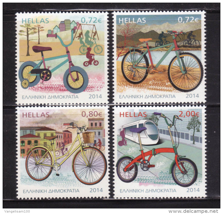 GREECE 2014 Hellas#--- 6th Issue, The Bicycle - Ecological Transport Means, Complete Set MNH LUX - Cycling