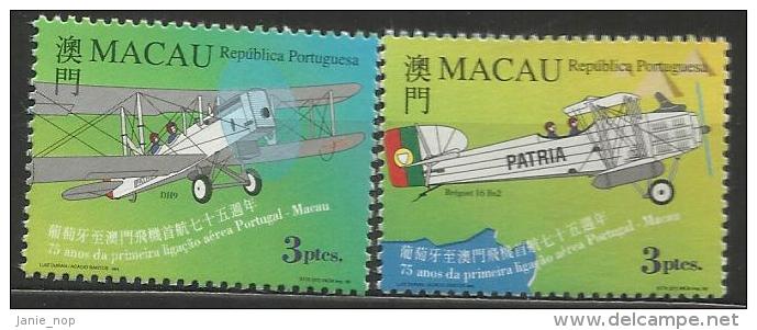 Macau 1999 First Portugal Macau Flight 75th Anniversary Set MNH - Other & Unclassified