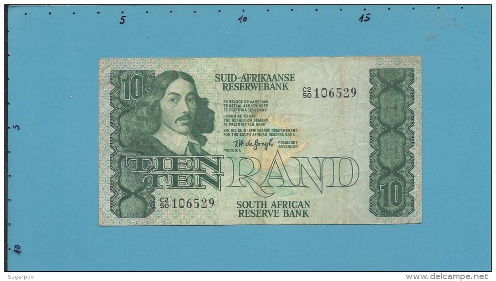 South Africa - 10 RAND - ( 1978 - 81 ) - Pick 120.a - Sign. 5 - Watermark: Jan Van Riebeek - 2 Scans - Suráfrica