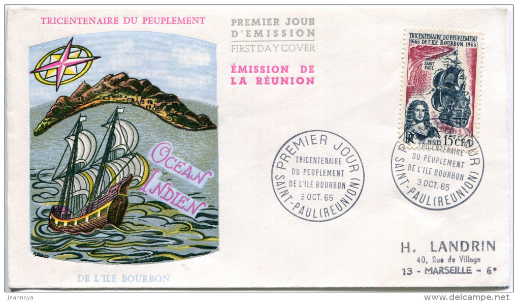 REUNION - N° 365 / FDC DE ST. PAUL LE 3/10/1965 - TB - Covers & Documents