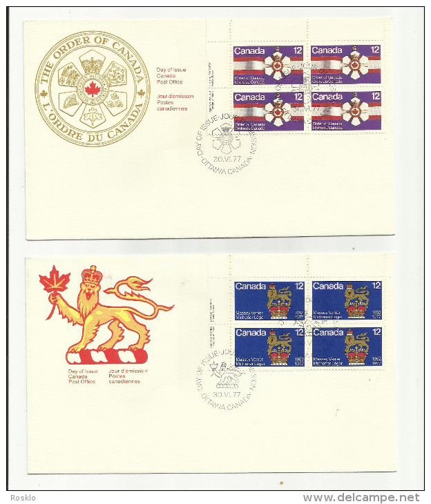 FDC / CANADA / 1977 / 2 ENVELOPPES / THE ORDER OF CANADA  / PARFAITE - ....-1951