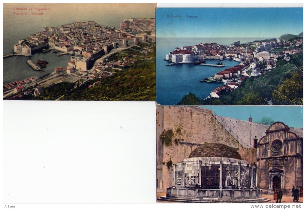 Yougoslavie - Dubrovnic - 3 Cpa Couleur (1909 Et 1911) écrites - Yougoslavie