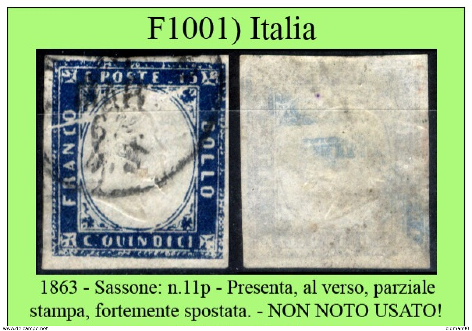 Italia-F01001 - 1863 - Sassone: N.11p - NON NOTO USATO!!! - Gebraucht