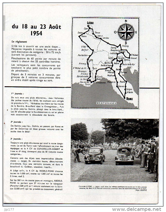 Automobile Livre Resume Du Palmares Sportif Renault 4Cv Année 1954 Depuis Les Mille Milles En Mai 54 Au Rallye De Geneve - Coches