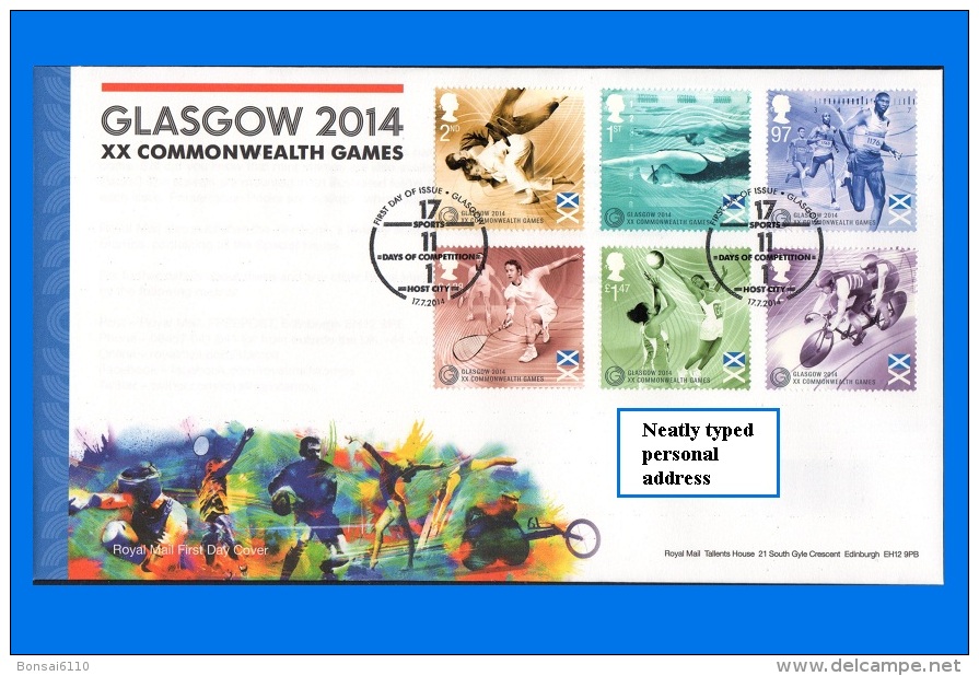 GB 2014-0037, Glasgow XX Commonwealth Games FDC - 2011-2020 Dezimalausgaben