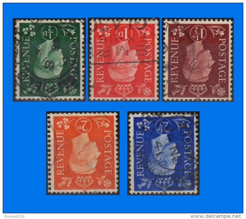 GB 1937-0003, KGVI Dark Colours Watermark Inverted, Set (5V) FU - Errors, Freaks & Oddities (EFOs