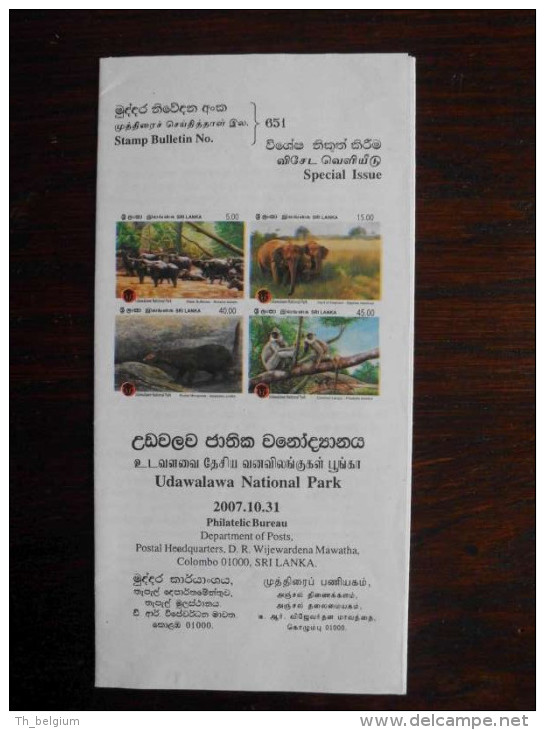 Sri Lanka 2007 - Stamp Bulletin Issue Udawalawa National Park 2007.10.31 - Sri Lanka (Ceylon) (1948-...)