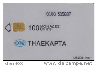Telefonkarte Griechenland  Chip OTE   Nr.5  1993   0100  Aufl. 128.000 St. Geb. Kartennummer 509607 - Griechenland