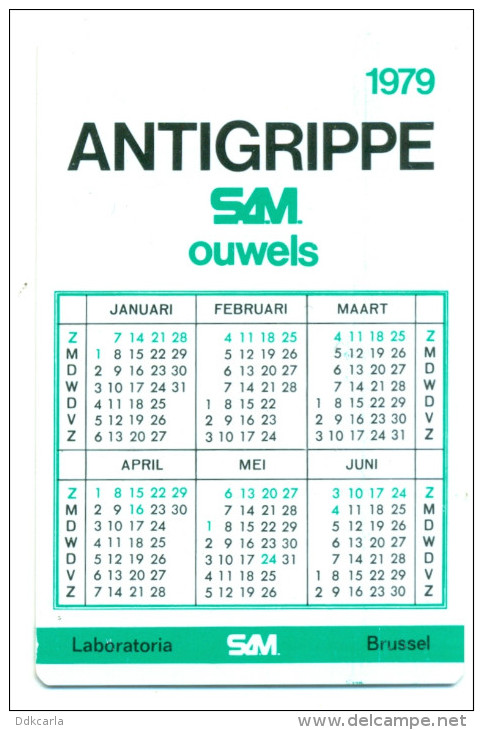 Kleine Kalender 1979 - Antigrippe Laboratoire SAM Brussel - Klein Formaat: 1971-80