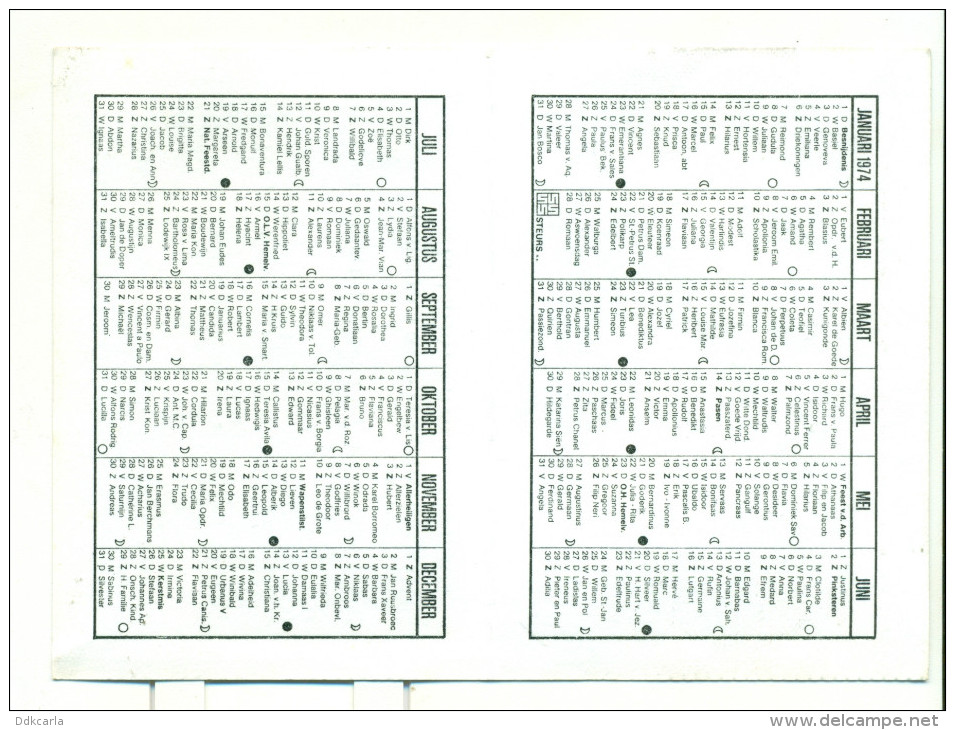 Kleine Kalender 1974 - Boekbinderij Van Ravenstijn Borgerhout - Petit Format : 1971-80