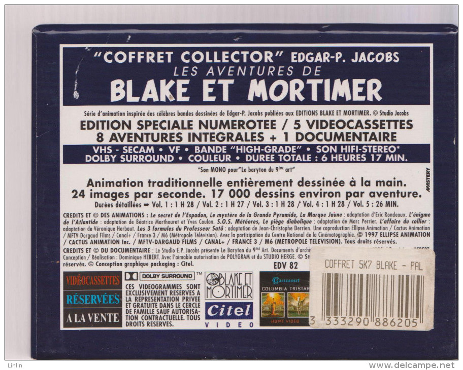 JACOBS BLAKE ET MORTIMER K7 COFFRET COLLECTOR - Video En DVD