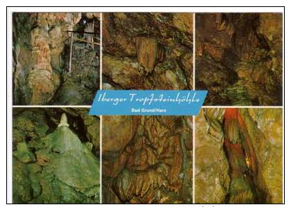 Bad Grund , Iberger Tropfsteinhöhle , Höhlenbach - Flederrmaus - Wasserfall - Zwergengrotte - Madonna - Zwergenkönig - Bad Grund