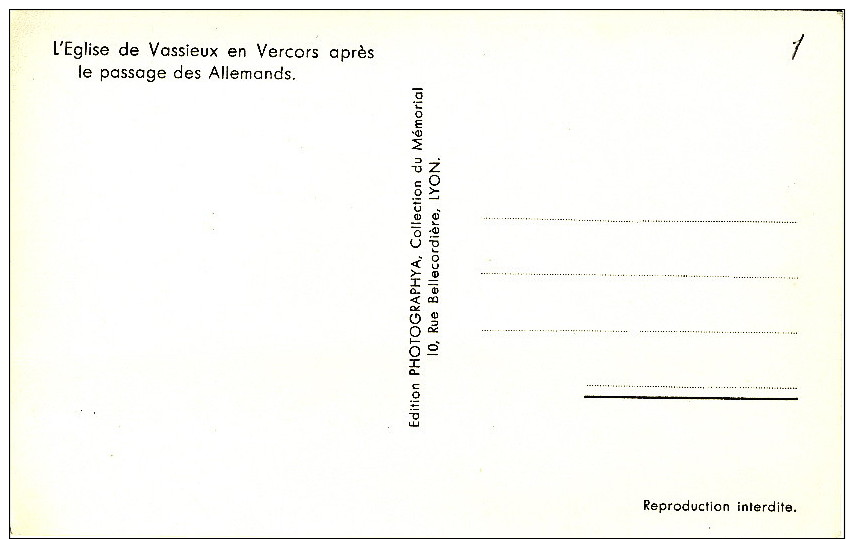 Mémorial Vercors - 26 - Drôme  L´Eglise De Vassieux En Vercors Après Passage Des Allemands (Guerre Mondiale, Résistance) - Rhône-Alpes