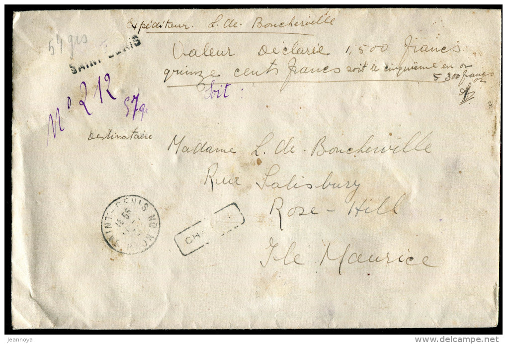 REUNION - N° 134 (2) + 144 + 146 / LR CHARGÉ DE ST. DENIS LE 17/1/1934, POUR L'ILE MAURICE - TB - Lettres & Documents