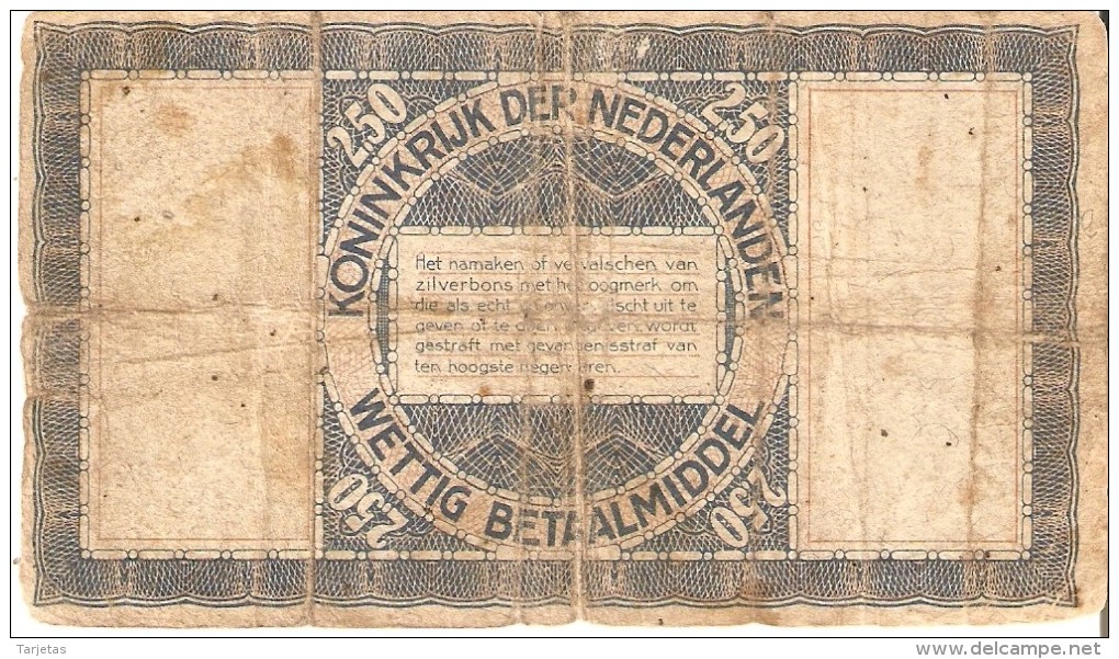 BILLETE DE HOLANDA DE 2,50 GULDEN DEL AÑO 1938 SERIE X  (BANKNOTE) - 2 1/2 Florín Holandés (gulden)