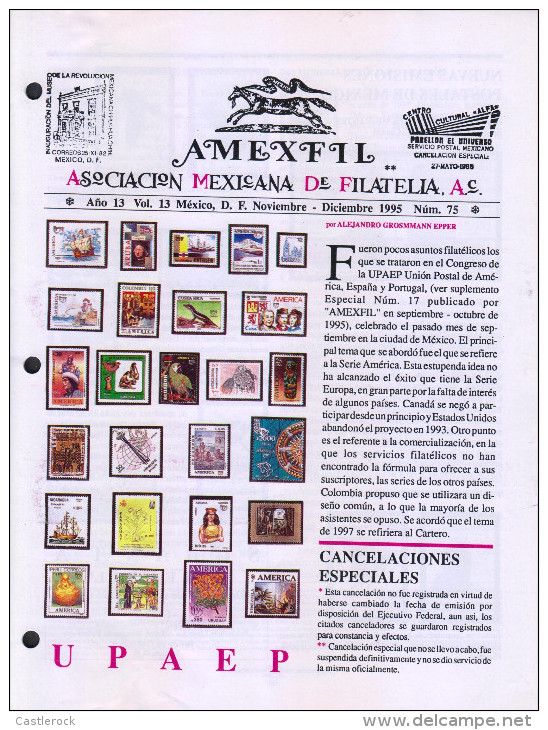 G)1995 MEXICO, AMEXFIL MAGAZINE, SPECIALIZED IN MEXICAN STAMPS, YEAR 13 VOL. 13-NOV-DEC- 1995-NUM. 75, XF - Spagnolo