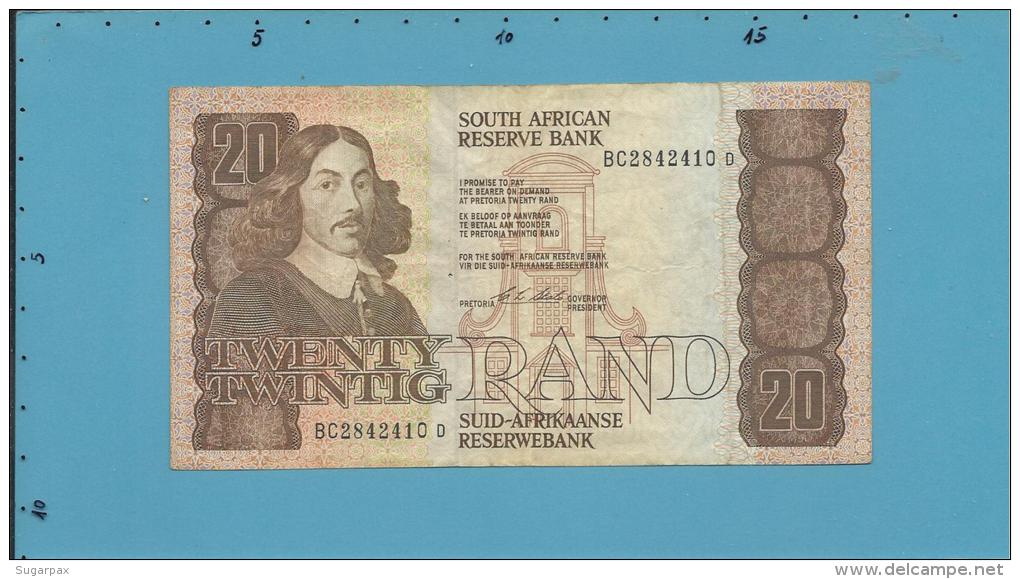 South Africa - 20 RAND - ( 1990 - 93 ) - Pick 121.e - Sign. 7 - Watermark: J. Van Riebeek - 2 Scans - Sudafrica
