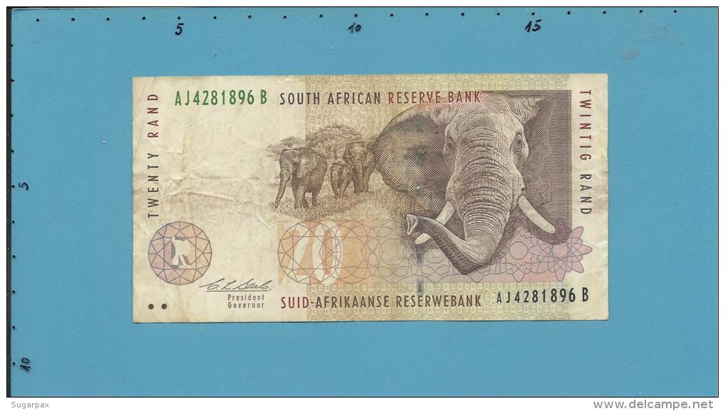 South Africa - 20 RAND - ( 1993 ) - Pick 124.a - Sign. 7 - Watermark: Elephant Head - 2 Scans - Sudafrica