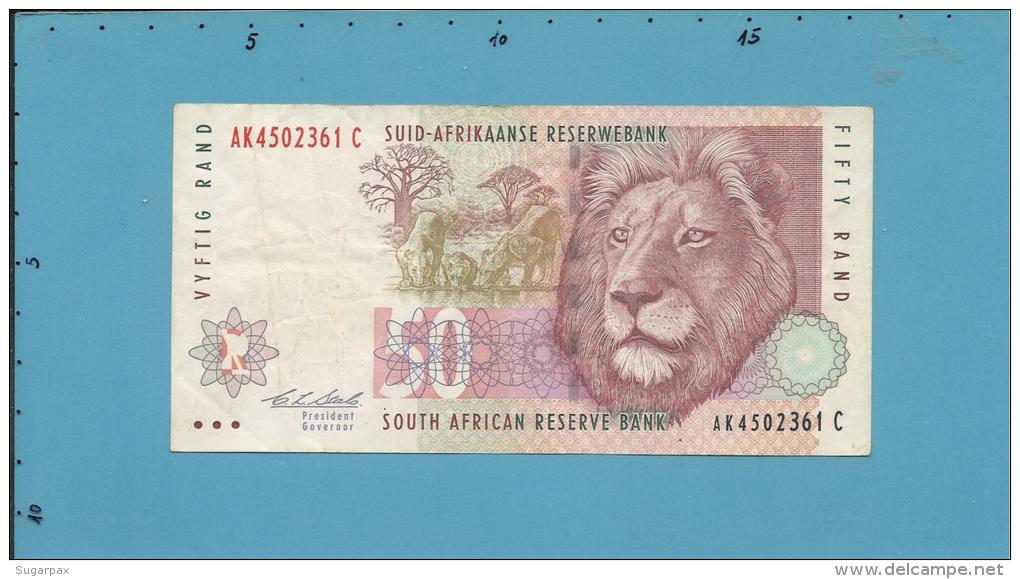 South Africa - 50 RAND - ( 1992 ) - Pick 125.a - Sign. 7 - Série AK - Watermark: Male Lion Head - 2 Scans - Afrique Du Sud