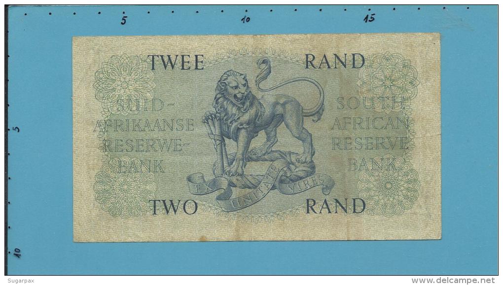 South Africa - 2 RAND - ( 1962 - 65 ) - Pick 105.b - Sign. 4 - Watermark: J. Van Riebeek - 2 Scans - Afrique Du Sud