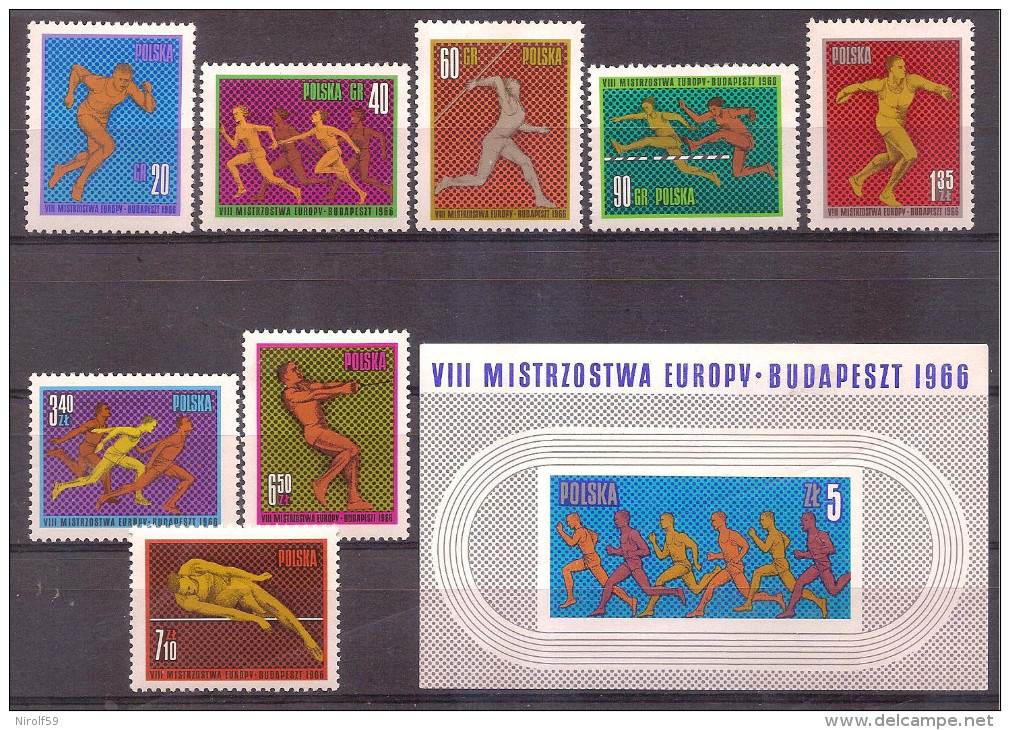 Poland 1966 - European Athletic Championships Budapest - Unused Stamps