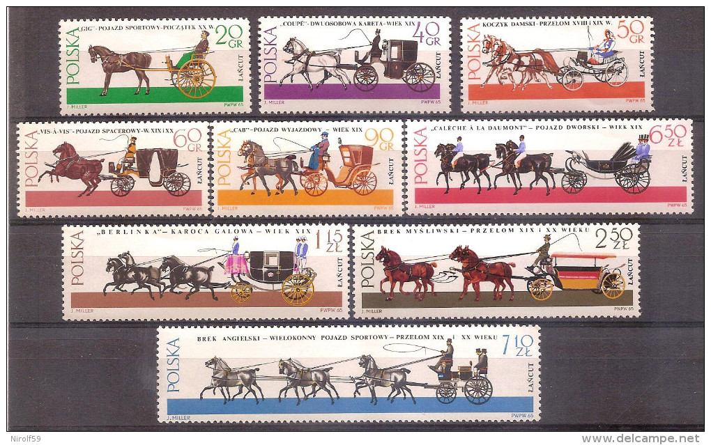 Poland 1965 - Horse - Drawn Carriages - Unused Stamps
