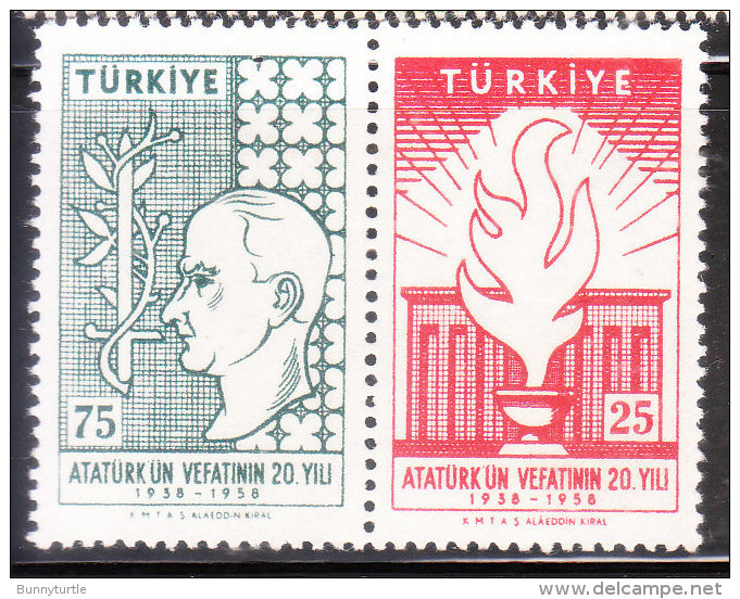 Turkey 1958 Kamal Ataturk Pair MNH - Unused Stamps