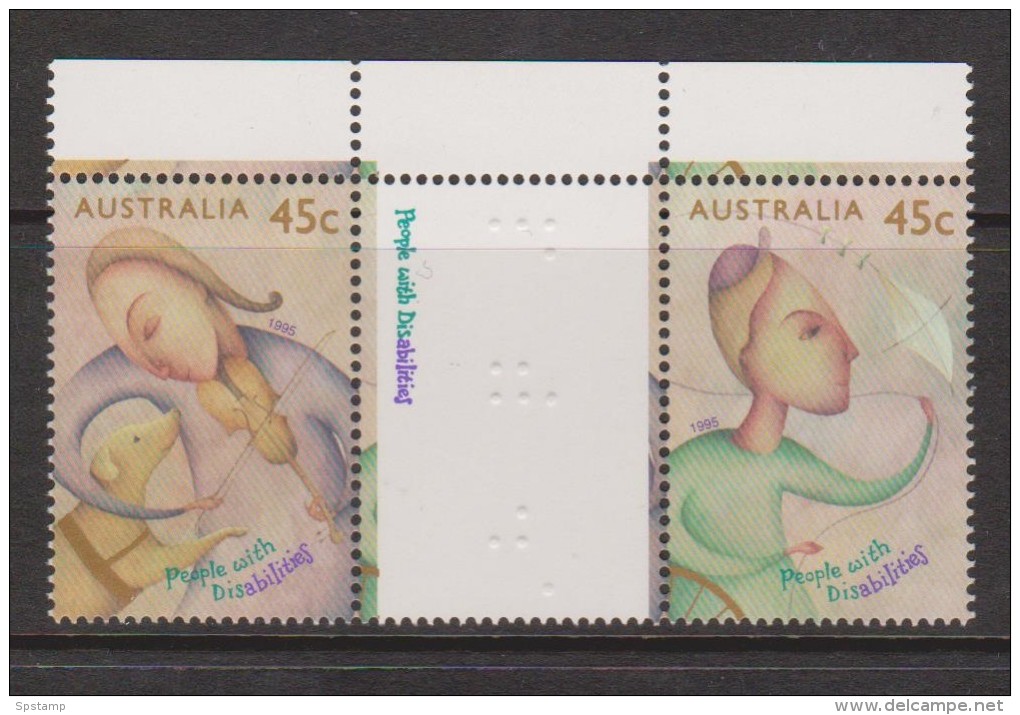 Australia 1995 Disability Gutter Pair With Imprint In Gutter MNH - Nuevos