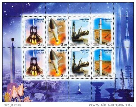 Russia 2004 Baikonur Cosmodrome Space Minisheet MNH - Russia & USSR