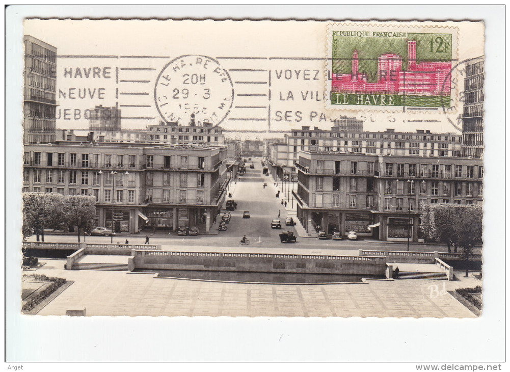 Carte Maximum FRANCE  N°Yvert  1152  (Le Havre -Rue De Paris) Obl Sp FLAMME 1er Jour (Ed Bellevues S.81) - 1950-1959