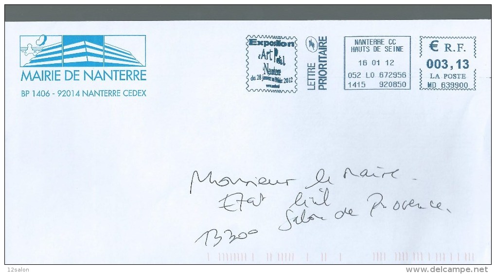 LETTRE FRANCE EXPOSITION ART POSTAL NANTERRE - Briefmarkenausstellungen