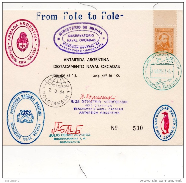 Antarctique Argentin Carte Souvenir 1964 Tirage Limite N° 530 - Bases Antarctiques