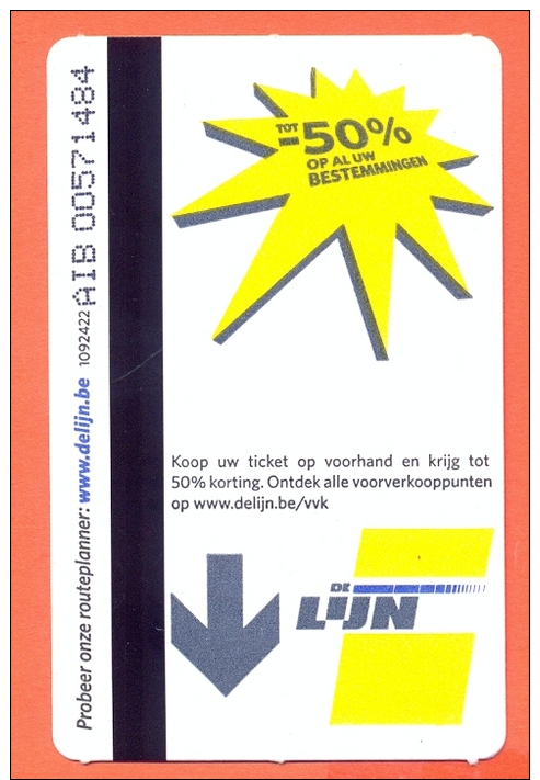 Belgie Belgique Belgium  Bustickets DE LIJN - 50% - Europe