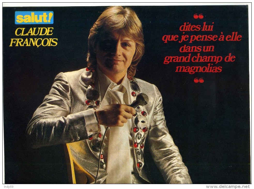 - POSTER CLAUDE FRANCOIS  . DOUBLE PAGE DU MAGAZINE SALUT! 1977 . - Plakate & Poster