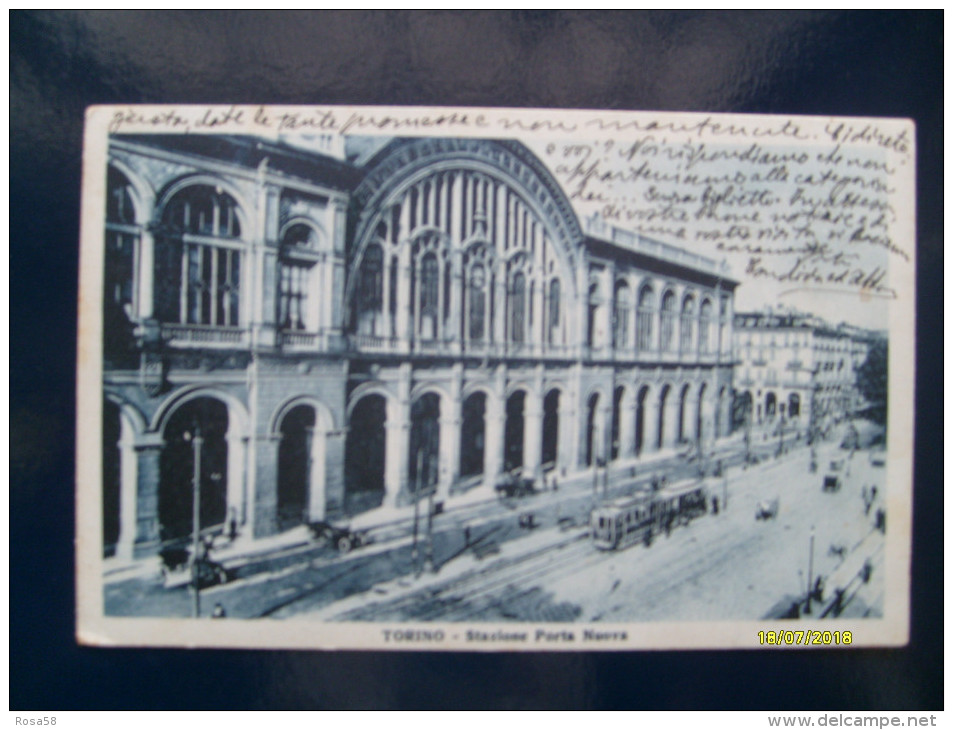 1924  Stazione Porta Nuova Viaggiata Animata Tram - Stazione Porta Nuova