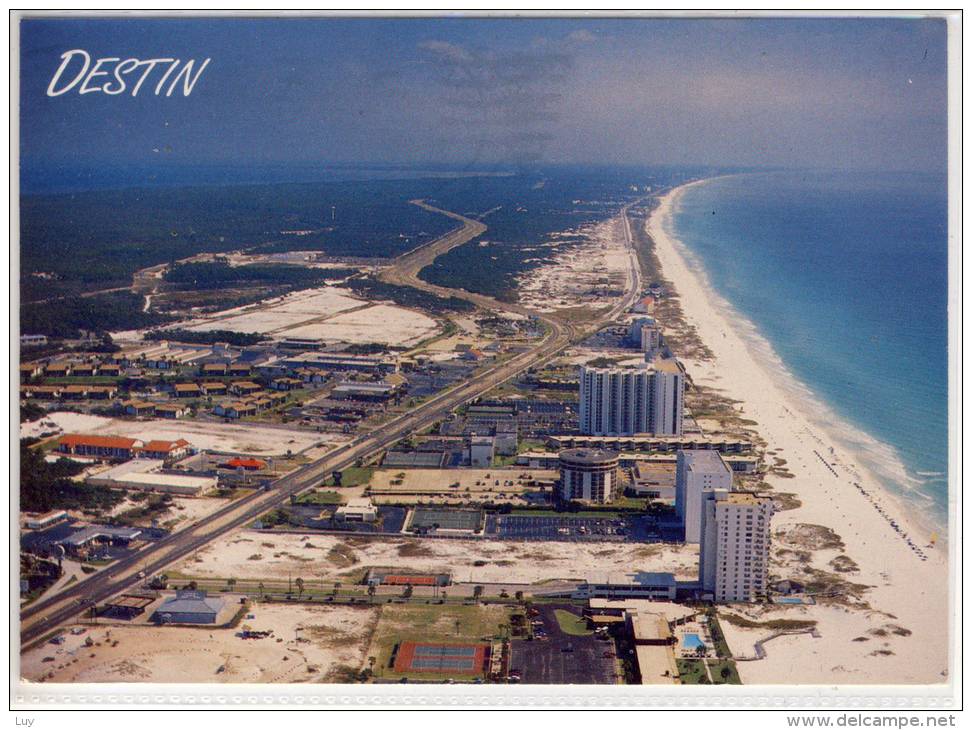 DESTIN, Florida - Air View, Aerial Expanse Looking East Along Hwy 98 And Beach Front - American Roadside