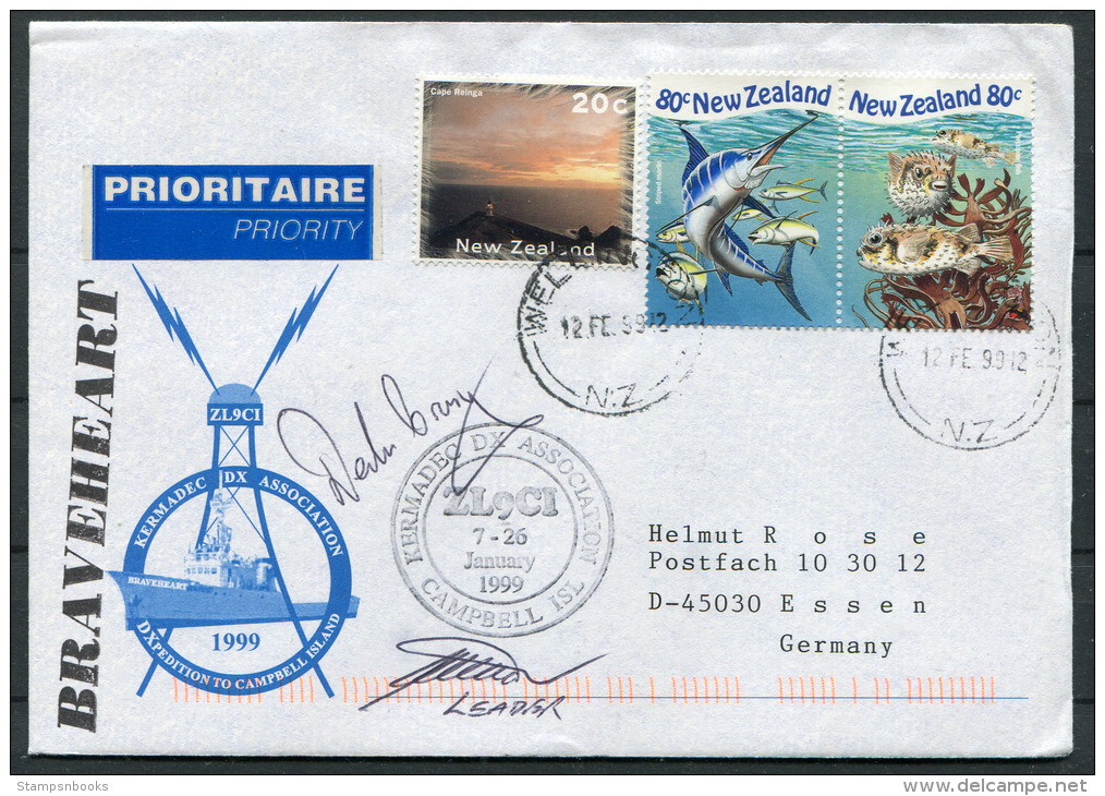 1999 New Zealand Braveheart Wellington Campbell Island Expedition  Polar Cover - SIGNED - Polar Ships & Icebreakers