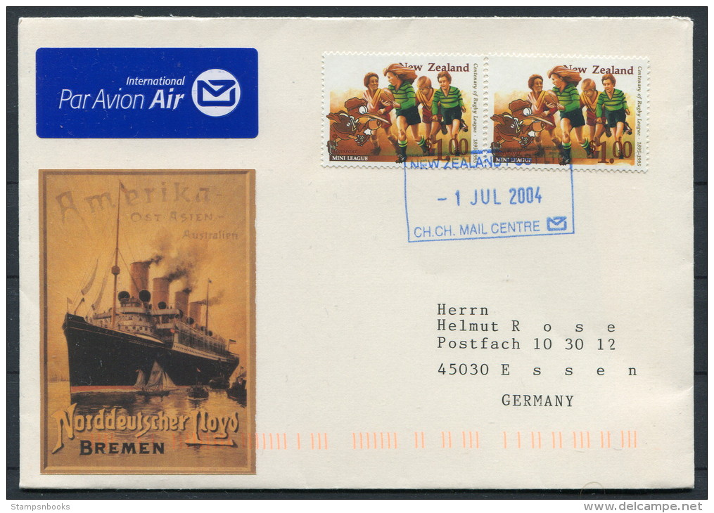 2004 New Zealand Christchurch NDL Bremen Amerika Ost Asien Ship Painting Cover - Germany - Lettres & Documents